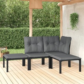 4-dielna záhradná sedacia súprava polyratan čierna a sivá 3187741