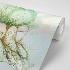 Samolepiaca tapeta stromy na pastelovom poli - 300x200