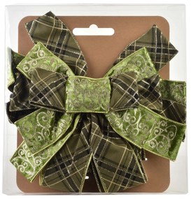 Vánoční dekorativní mašle Santa Lila 32x130 cm zelená s kostkovaným vzorem