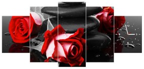 Gario Obraz s hodinami Roses and spa - 5 dielny Rozmery: 150 x 105 cm