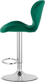 Sada 2 barových stoličiek WEST  zamatová zelená / chrómová podnož
