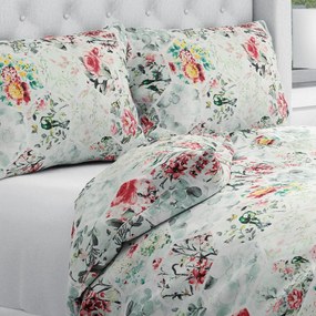 Biante Bavlnené posteľné obliečky Sandra SA-415 Kvety na mintovom hexagóne Jednolôžko 140x200 a 70x90 cm