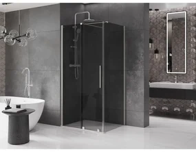 Mexen Velar, sprchový kút s posuvnými dverami 100 x 80 cm, 8mm šedé sklo, brúsená oceľ, 871-100-080-41-97