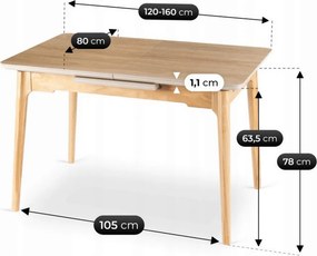 Stôl Keramický ADAMO 120-160 cm dub