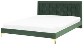 Zamatová posteľ 160 x 200 cm zelená LIMOUX Beliani