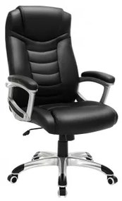 Kancelárske kreslo, v imitácii kože, 67-77x53x52cm, čierne