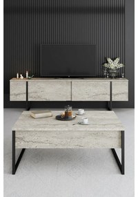 Konferenčný stolík Luxe Travertine and Black