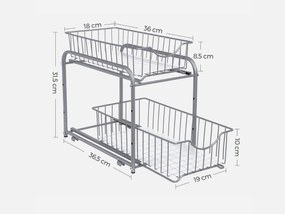 Organizér s výsuvnými košmi SOLIDO stohovateľný, sivý
