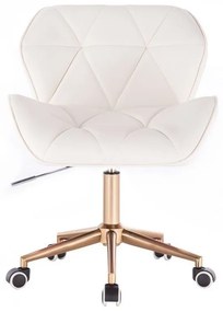 LuxuryForm DESIGN Stolička MILANO na zlatej podstave s kolieskami - biela
