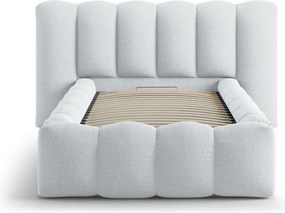 Svetlosivá čalúnená jednolôžková posteľ s úložným priestorom s roštom 90x200 cm Lupine – Micadoni