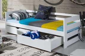 Detská posteľ z masívu borovice so šuplíkmi EGO - 200x90 cm - biela