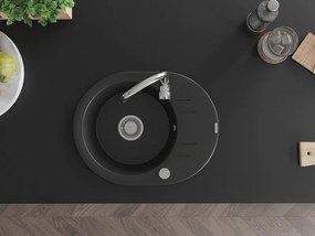 Mexen Kevin, granitový drez 586x458x190 mm, 1-komorový, čierna, 6517581005-77