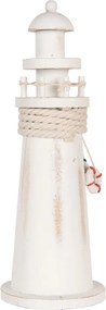 Biela drevená dekorácia maják Lighthouse Nautic - Ø 10*30 cm