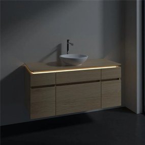 VILLEROY &amp; BOCH Legato závesná skrinka pod umývadlo na dosku (umývadlo v strede), 5 zásuviek, s LED osvetlením, 1200 x 500 x 550 mm, Nordic Oak, B578L0VJ