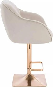 LuxuryForm DESIGN Barová stolička AVOLA VELUR na zlatej hranatej podstave - krémová