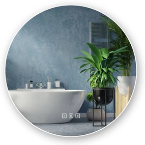 Rea Round, okrúhle LED zrkadlo s ryhovaným rámom 60 cm + bluetooth, HOM-06509