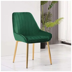 Tempo Kondela Jedálenská stolička, smaragdová/gold chróm-zlatý, PERLIA