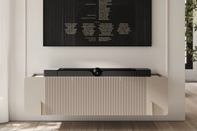 Závesný TV stolík Malmi 150 cm - kašmírová / crema bianca / zlatá