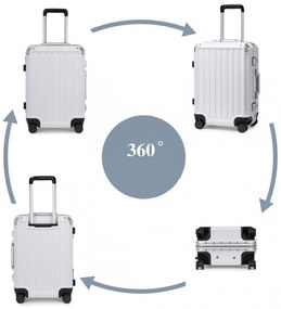 Konofactory Biely prémiový odolný kufor s hliníkovým rámom "Alfa" - M (35l)