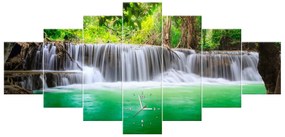 Gario Obraz s hodinami Thajsko a vodopád v Kanjanaburi - 7 dielny Rozmery: 210 x 100 cm