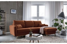 Tehlovooranžová rozkladacia rohová pohovka Miuform Scandic Lagom, pravý roh