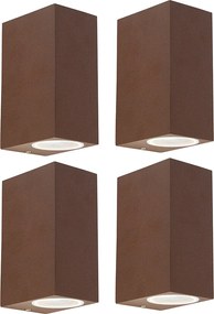 Sada 4 inteligentných nástenných svietidiel hrdzavohnedá IP44 vrátane 2 GU10 - Baleno