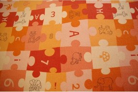 Detský koberec PUZZLE oranžový - Výpredaj