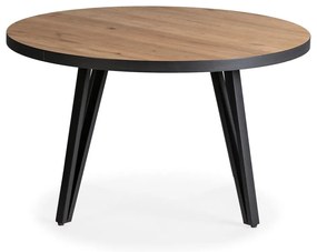 Okrúhly konferenčný stolík v čiernej a prírodnej farbe s doskou v dubovom dekore ø 80 cm Sindi – Marckeric