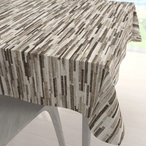 Biante Veľký dekoračný štvorcový obrus Leona LN-176 Hnedo-béžové pásiky 200x200 cm