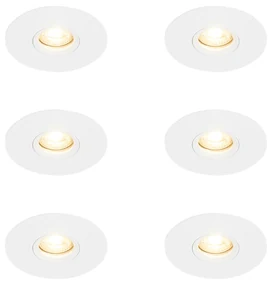 Sada 6 ks Moderné zapustené bodové biele 12 cm - Buco