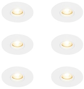 Sada 6 moderných bielych vstavaných bodových svietidiel 12 cm - Buco