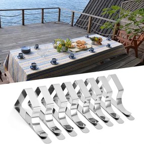 Kovové úchyty na obrus strieborné (8 ks)