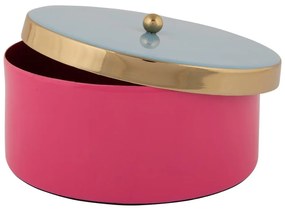 Ružový dekoratívny kovový úložný box ø 16x6 cm Double Funky – PT LIVING
