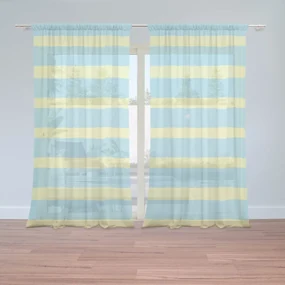 Sablio Záclony Modro-žlté pruhy: 2ks 150x250cm