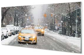 Obraz na skle Zime sneh limuzínový servis 120x60 cm