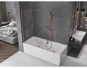 Mexen Velar, 2-krídlová posuvná vaňová zástena 160 x 150 cm, 8mm číre sklo, medená matná, 896-160-000-01-65