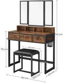 Dekorstudio Rustikálny toaletný stolík s taburetkou - RVT004B01