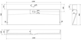 Mexen Ava, umývadlo na dosku z konglomerátu 1/O 120 x 46 cm, biela, 23011201