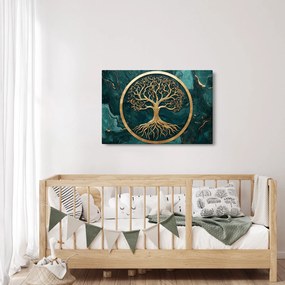 Obraz – Zlatý strom života v mramore (90x60 cm)