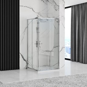 Štvorcový sprchový kút REA PUNTO 90x90 cm, chróm/transparent + vanička Savoy biela