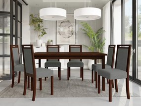 Rozkladací jedálenský stôl so 6 stoličkami AL03, Morenie: Orech - L, Poťahové látky: Zetta 297