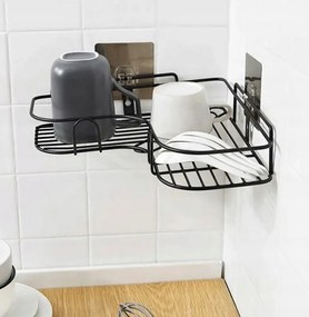 Rohová kúpeľňová polička bez vŕtania NEO, čierna