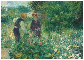 Sklenený obraz - Auguste Renoir, Picking Flowers, reprodukcia (70x50 cm)