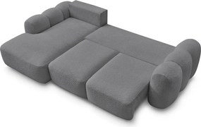 Sivá rozkladacia/s úložným priestorom rohová pohovka z textílie buklé (ľavý roh/s leňoškou) Montaigne – Bobochic Paris