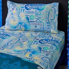 Sivá napínacia detská plachta na dvojlôžko/na vysoký matrac z mikrovlákna 135x190 cm Gamer – Catherine Lansfield
