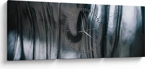 Obraz - Tvár z ocele (s hodinami) (90x30 cm)