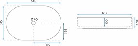 Rea Nadia, umývadlo na dosku 610x385x120 mm, imitácia kameňa - Marrone, REA-U9239