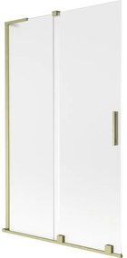 Mexen Velar L, 2-krídlová posuvná vaňová zástena 110 x 150 cm, 8mm sklo námraza, zlatá matná, 896-110-003-31-55