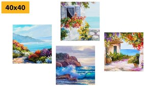 Set obrazov morská krajina v imitácii maľby