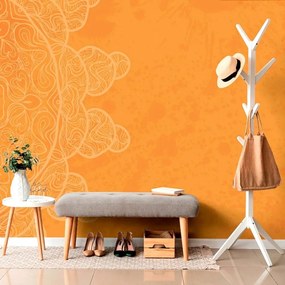 Samolepiaca tapeta oranžová arabeska na abstraktnom pozadí - 450x300